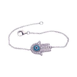 Sterling Silver Rhodium Plated Evil Eye Hamsa Bracelet bgb00061