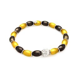 Sterling Silver Gold & Black & Rhodium Plated Italian Bead Bracelet itb00050gp