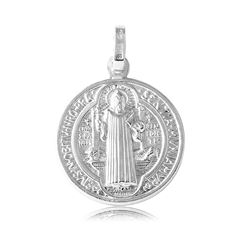 Sterling Silver High Polished Saint Benedict Medallion 20mm - ARP00005