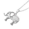 Image 1 : Sterling Silver Rhodium Plated Oval Opal Clear CZ Elephant Pendant Necklace BGP01056