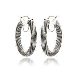 Sterling Silver Rhodium Plated Hoop Earring ite00041rh