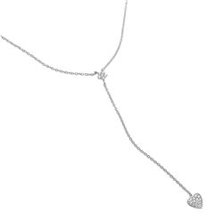Sterling Silver Rhodium Plated Star And Heart Drop CZ Necklace - STP01520