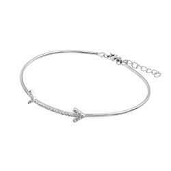 Sterling Silver Rhodium Plated Arrow Clear CZ Bracelet BGB00206