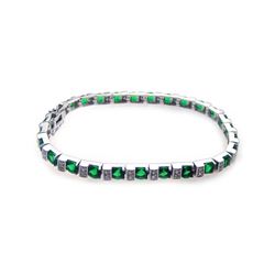 Sterling Silver Rhodium Plated Green & Clear CZ Tennis Bracelet stb00344gr