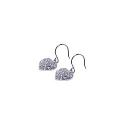 Sterling Silver Rhodium Plated Heart Cluster CZ Dangling Hook Earring ste00276