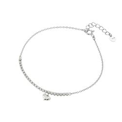 Sterling Silver Rhodium Plated CZ Heart Bracelet GMB00011RH