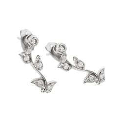 Sterling Silver Rhodioum Plated Rose CZ Inlay Stud Earring BGE00217