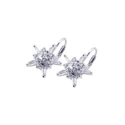 Sterling Silver Rhodium Plated Star Clear CZ Hook Earring bge00067
