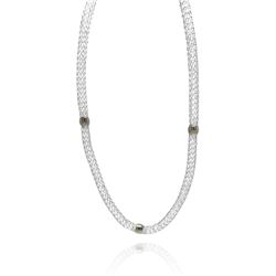 Stainless Steel Beads Clear CZ Net Necklace ssc00022