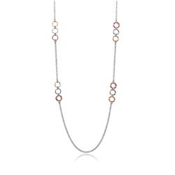 Sterling Silver Rhodium Plated 3 Toned Circles Italian Necklace - ARN00002
