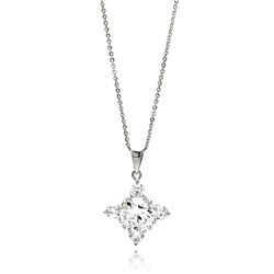 Sterling Silver Rhodium Plated Cross CZ Necklace bgp00606