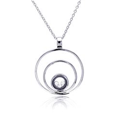 Sterling Silver Rhodium Plated 3Circles Pendant Necklace stp00071