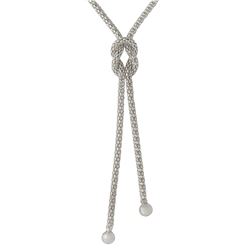 Sterling Silver Rhodium Plated Dangling Knot  Necklace - ARN00015RH