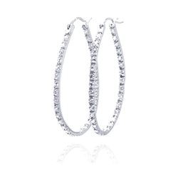 Sterling Silver Rhodium Plated Round CZ Hoop Earring ste00565CLR