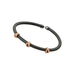 Sterling Silver Black Rhodium & Rose Gold Plated Three Clear CZ Bracelet ECB00024BR