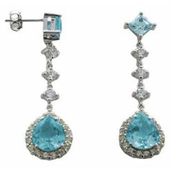 Sterling Silver Rhodium Plated Blue CZ Stud Earring STE00006BLU