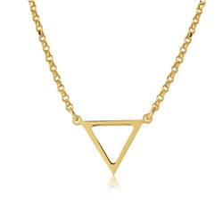 Sterling Silver Gold Plated Open Triangle Charm Necklace - ARN00026GP