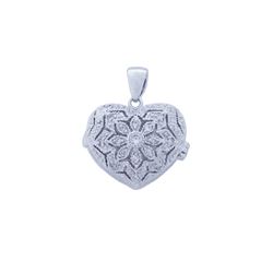 Sterling Silver Rhodium Plated Clear CZ Heart Pendant Necklace stp00849