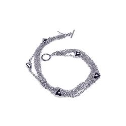 Sterling Silver Rhodium Plated Multi Heart Strand Bracelet stb00088