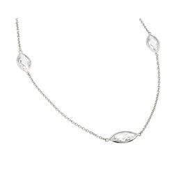 Sterling Silver Rhodium Plated Clear CZ Marquise Shaped Pendant Necklace BGP00978