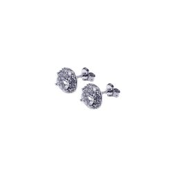 Sterling Silver Rhodium Plated Round CZ Post Earring ste00217