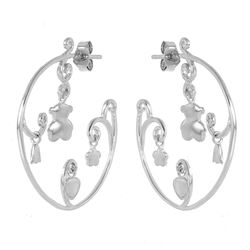 Sterling Silver Rhodium Plated Figure Round Hook Earring STE00521
