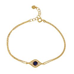 Sterling Silver Gold Plated Evil Eye Bracelet - GMB00036B-S