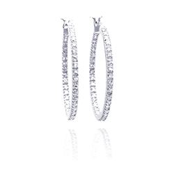 Sterling Silver Rhodium Plated CZ Hoop Earring ste00124