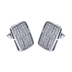 Sterling Silver Rhodium Plated Micro Pave Clear Rectangle CZ Stud Earring ace00051