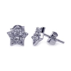 Sterling Silver Rhodium Plated CZ Stud Earring ste00004