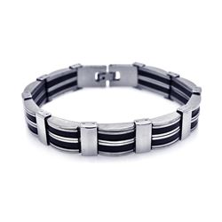 Stainless Steel Black Rubber Bracelet ssb00046