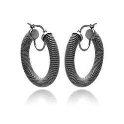 Sterling Silver Black Rhodium Plated Italian Hoop Earring ite00030blk