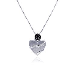 Sterling Silver Rhodium Plated Clear CZ Heart Pendant Necklace stp00846