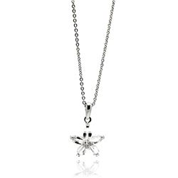 Sterling Silver Rhodium Plated Flower Design CZ Necklace bgp00535