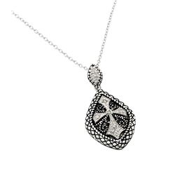 Sterling Silver Black & Rhodium Plated Marqui Inner Cross CZ Necklace BGP00521
