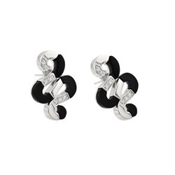 Sterling Silver Black & Silver Rhodium Plated Snake CZ Stud Earring BGE00083