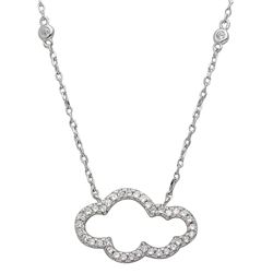 Sterling Silver Rhodium Plated CZ Encrusted Open Cloud Necklace - STP01528
