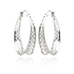 Sterling Silver Rhodium Plated CZ Hoop Earring ste00890