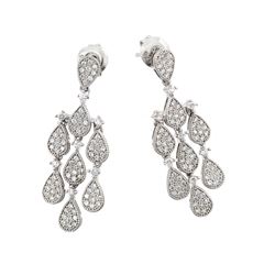 Sterling Silver Rhodium Plated Filigree CZ Chandelier Dangling Stud Earring gme00002