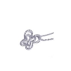 Sterling Silver Clear CZ Rhodium Plated Cutout Butterfly Pendant Necklace stp00287