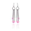 Image 1 : Sterling Silver Rhodium Plated Pink Tear Drop CZ Multi Wire Dangling Hook Earring ste00072