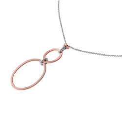 Sterling Silver Chain Necklace with Rose Gold Plated Dangling Loops Pendant ITN00097RH/RGP