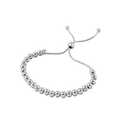 Sterling Silver Rhodium Plated Beaded Lariat Italian Bracelet 5.2mm - ECB00107RH