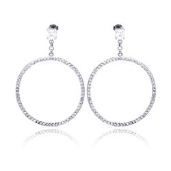 Sterling Silver Rhodium Plated Round CZ Dangling Earring ste00510