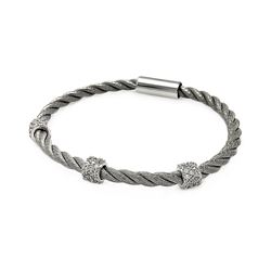 Sterling Silver Rhodium Plated Clear CZ Rope Italian Bracelet itb00088rh