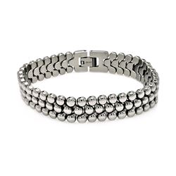 Stainless Steel Thre Row High Polish Bead Bracelet SSB00179