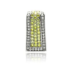 Sterling Silver Rhodium Plated Rectangular Yellow & Clear CZ Pendant acp00002ylw