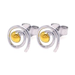 Sterling Silver Rhodium Plated Round Yellow CZ Swirl Stud Earring ste00749