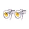 Image 1 : Sterling Silver Rhodium Plated Round Yellow CZ Swirl Stud Earring ste00749