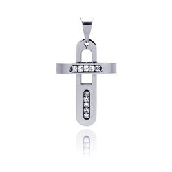 Stainless Steel Cross Clear Crystal Charm Pendant ssp00105